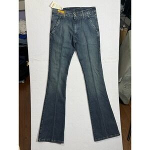 Vintage Y2K Casucci Made in Italy Pintuck Flared Stretch Denim Jeans NWT